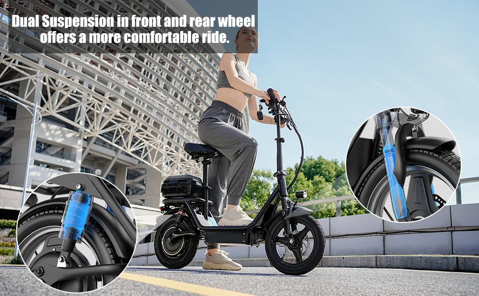 Folding electric scooter with trunk, 500W motor (peak 650W), 48V15AH, 20MPH, 24-32mile range,motorcycle for commuting travel
