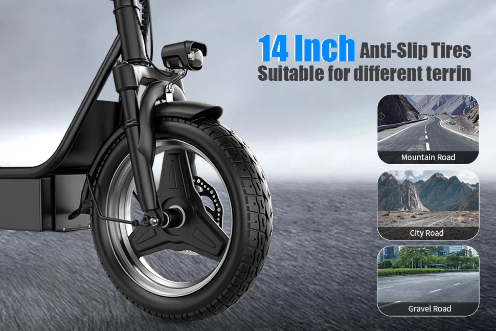 Folding electric scooter with trunk, 500W motor (peak 650W), 48V15AH, 20MPH, 24-32mile range,motorcycle for commuting travel