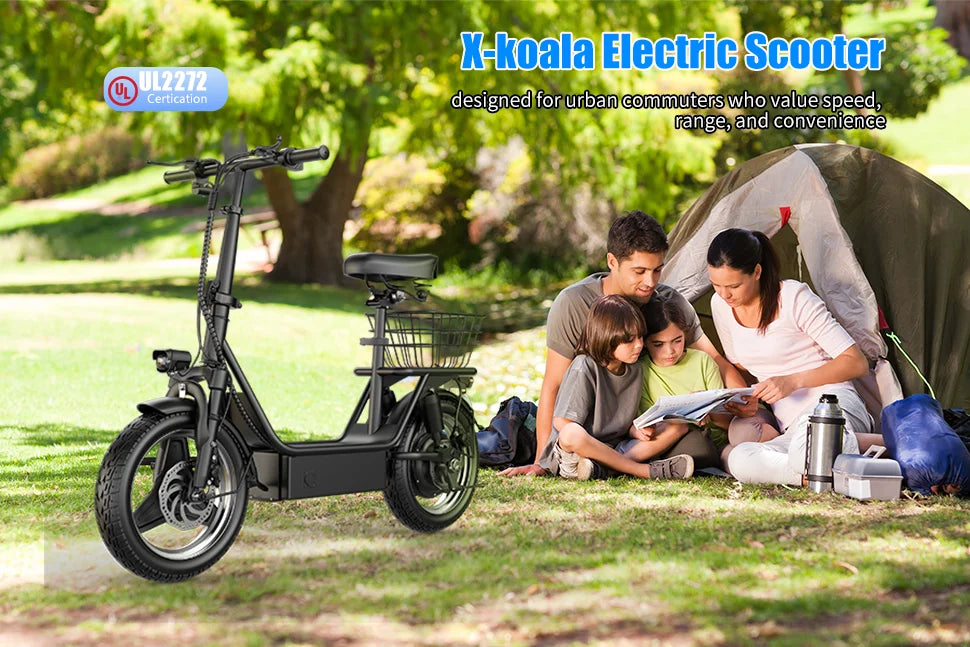 Folding electric scooter with trunk, 500W motor (peak 650W), 48V15AH, 20MPH, 24-32mile range,motorcycle for commuting travel