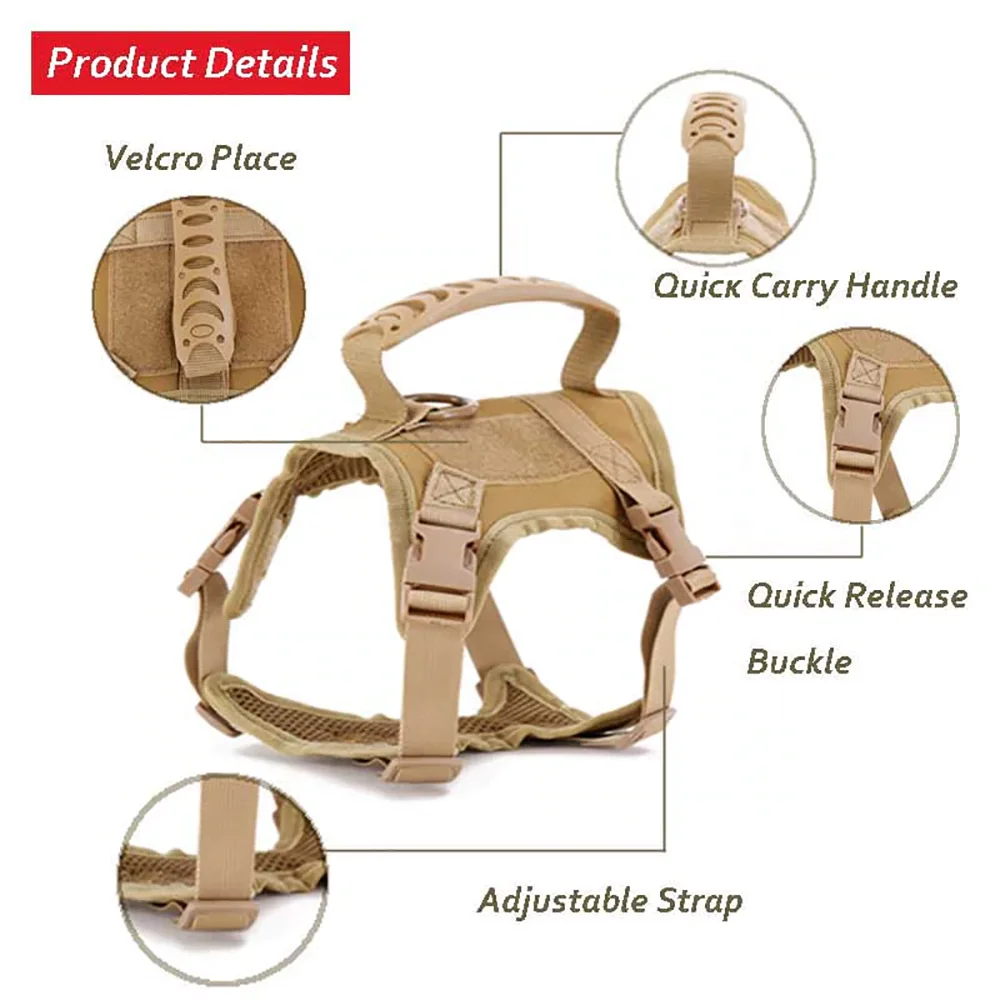 Cat Harness Leash Tactical Vest Small Dog Kitten Military Harness Escape Proof Full Body Breathable For Puppy Walking Training