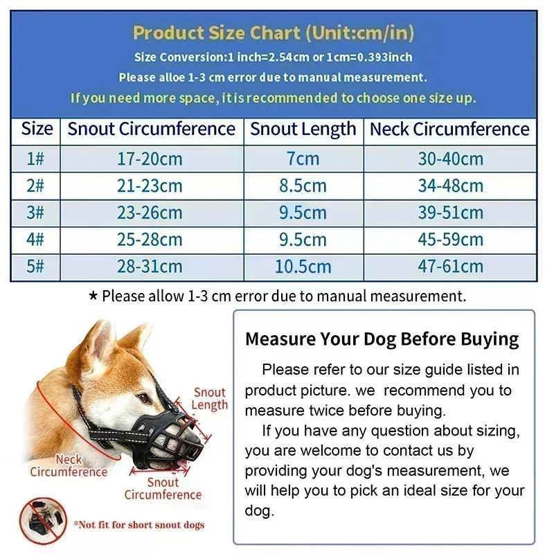 Soft Glue Adjustable Dog Muzzle Anti-biting Chewing Mask Breathable Dog Muzzle Durable Strong Basket Mask Muzzle Dog Supplies