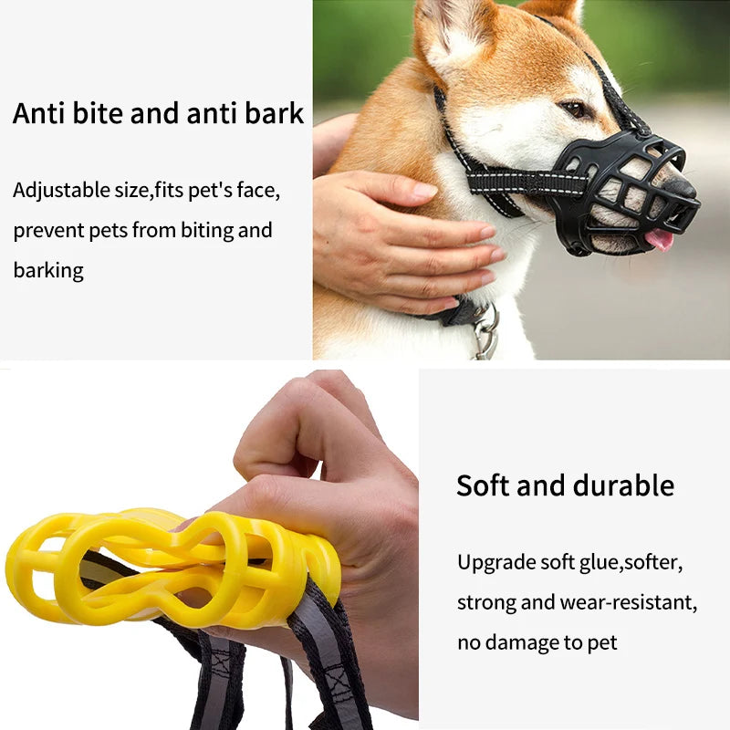 Soft Glue Adjustable Dog Muzzle Anti-biting Chewing Mask Breathable Dog Muzzle Durable Strong Basket Mask Muzzle Dog Supplies