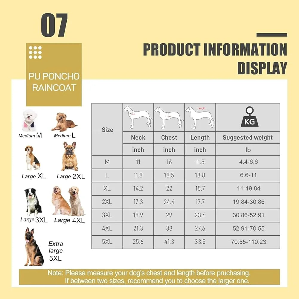 XL Dog Raincoat Waterproof Reflective Adjustable Hood Full Coverage Ideal Large Dogs Outdoor Use Easy to Wear Clean